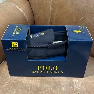 NWT! Navy Polo Ralph Lauren men’s slippers! Sz 12